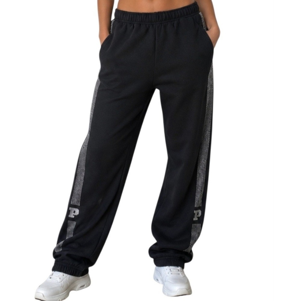 Victorias Secret Womens PINK Sweatpants Size XS Joggers Black Logo
